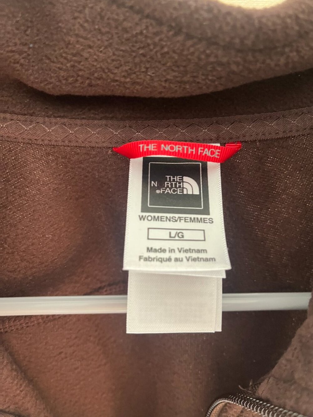 Women's L Brown North Face Zip Up Fleece - Picture 4 of 4